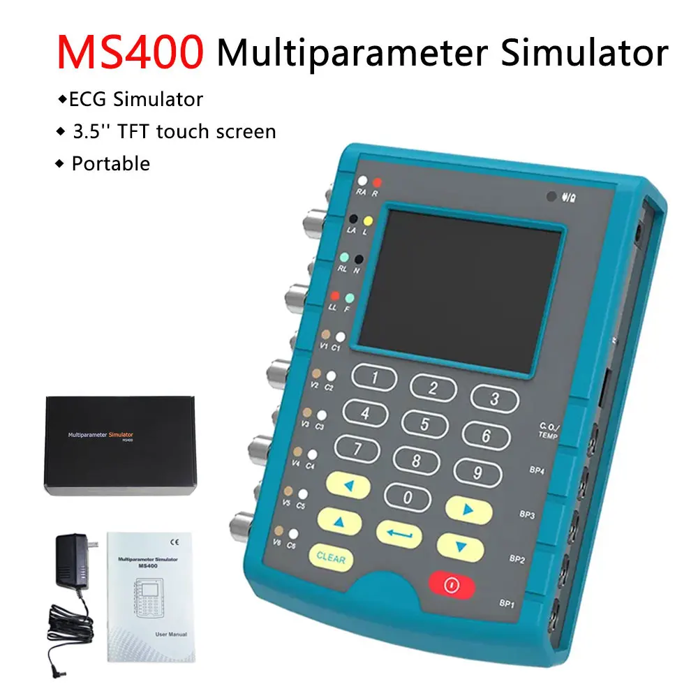 Contec MS400 Çok Parametreli Simülatörü Taşınabilir Dokunmatik Ekran EKG IBP RESP Sıcaklık Hasta Simülasyon test Cihazı