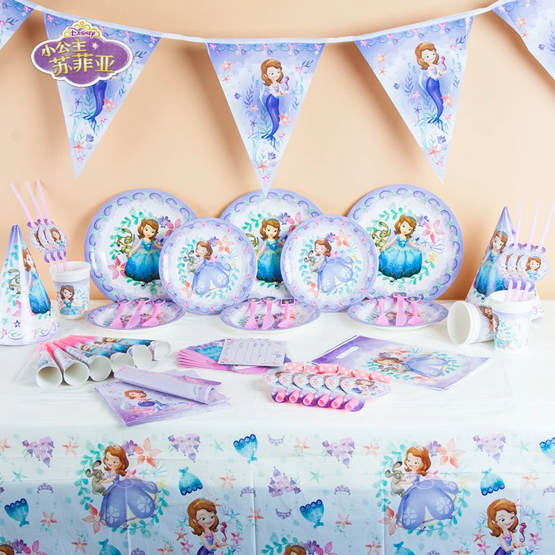 165 adet Sofya Prenses Tema Bebek Duş Erkek Doğum Günü Partisi Dekorasyon Düğün Olay Parti Malzemeleri Çeşitli Sofra Setleri