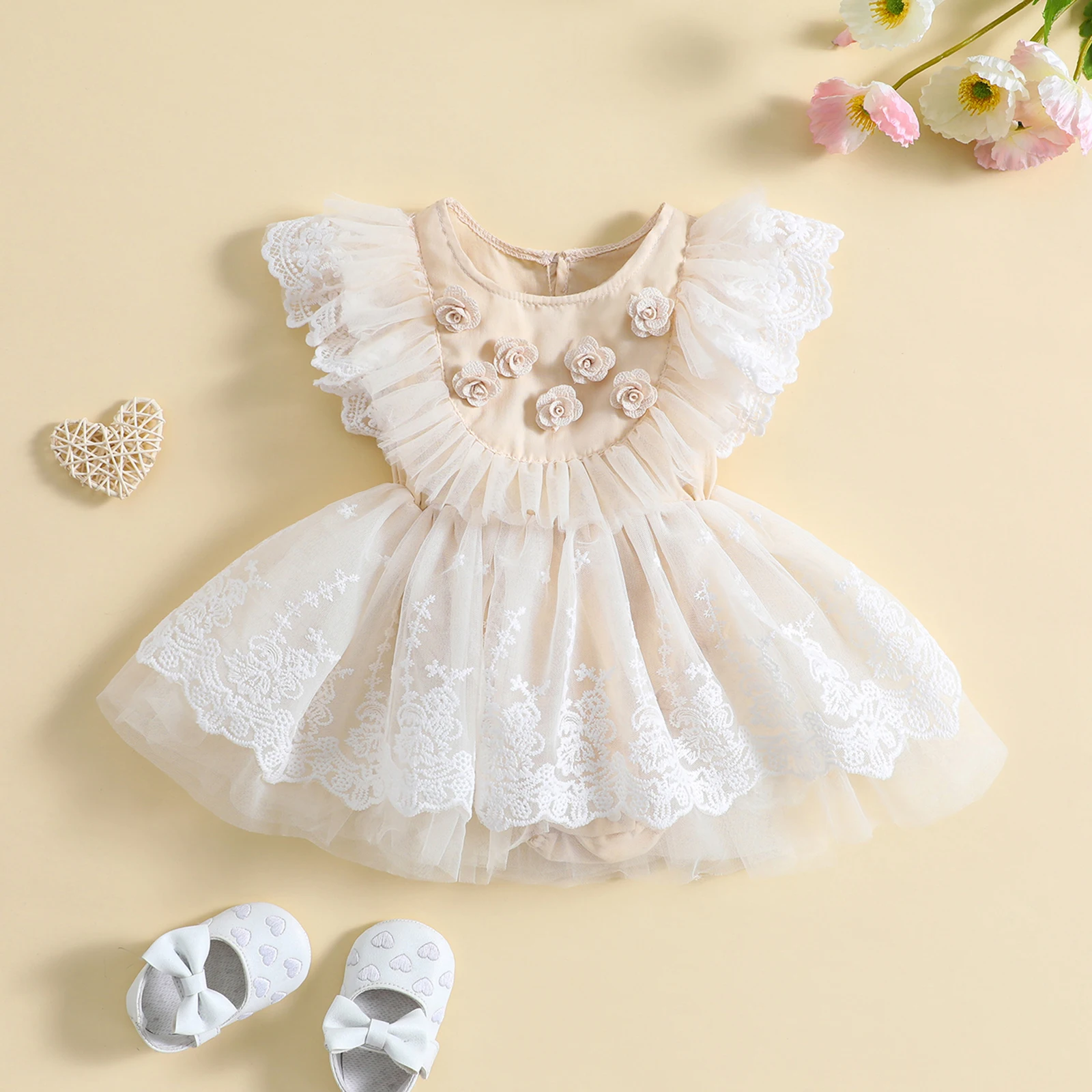 listenwind 0-18 M Yenidoğan Bebek Bebek Kız Elbise Prenses Dantel Çiçek Tutu Parti Doğum Günü Gelinlik Kızlar İçin