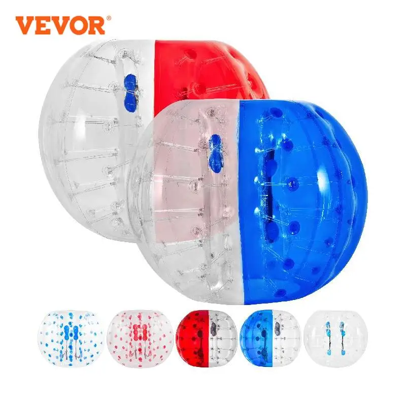 VEVOR 2 Paket 1.5 m Tampon Kabarcık Futbol Topları Mavi Kırmızı Çocuklar Yetişkinler için Vücut Zorb Topu Dia 5FT