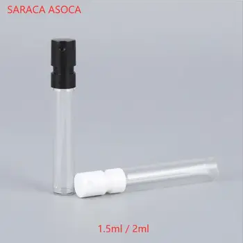 200 adet 1.5 ml 2ml Süngü Şişe Örnek Fransız Pompa Parfüm Şişesi Püskürtücü Plastik Meme Cam Süngü Siyah Beyaz Renk