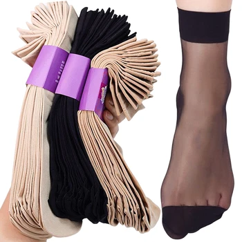 30Pairs Seksi Ultra ince Elastik İpeksi Kısa İpek Çorap Kadın Kızlar Ayak Bileği Çorap Yaz Şeffaf Kristal Görünmez Çorap