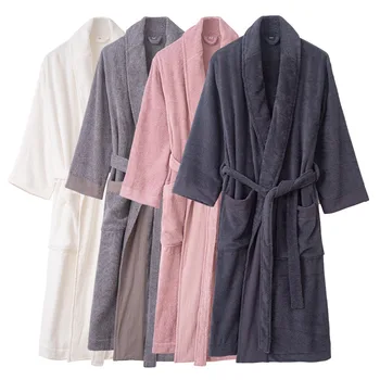 Kadın Kış Havlu Bornoz Erkekler 100 Pamuk Pijama Kimono bornoz Unisex Ev Sabahlık Uzun Duş Pijama Havlu Bornoz