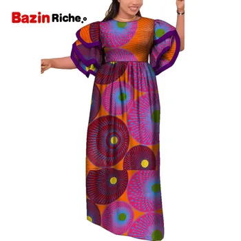 Kadınlar İçin afrika Giysileri Moda Patchwork Tipi Bayan Balmumu Baskı Pamuk Artı Boyutu Dashiki Elbise Uzun Düz Elbiseler WY9267