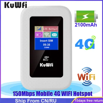 KuWFi 4G LTE Yönlendirici Kore 150Mbps Mobil Hotspot Yönlendirici Açık Mini 4G LTE Wi-fi Modem SİM kartlı router İçin RU / Kore / Brezilya / AB