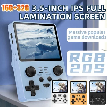 RGB20S Retro Oyun Konsolu 16G + 32G 3.5 İnç IPS Ekran Açık Kaynak Sistemi Kullanımı Kolay (Sarı)