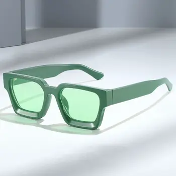 Unisex Retro erkekler kadınlar UV400 yeşil güneş gözlüğü küçük kare güneş gözlüğü tonları gözlük