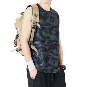 Yeni erkek Yaz Eğlence Spor Tank Top Camo erkek Buz İpek Elastik Yaz kolsuz tişört Günlük Üstleri Streetwear