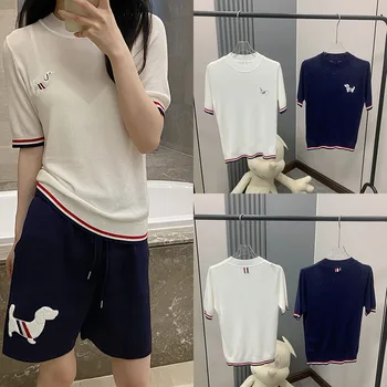 Yüksek Kaliteli Kore Moda Tian Si T-shirt kadın Gevşek ve Çok Yönlü 2023 Yaz Yeni Yuvarlak Boyun Kazak Renkli Kısa Kollu
